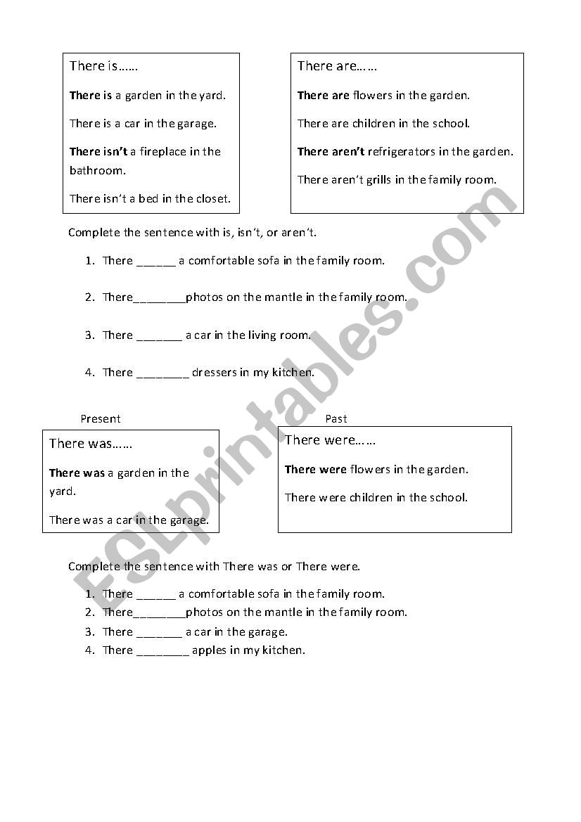 There is/are/was/were worksheet