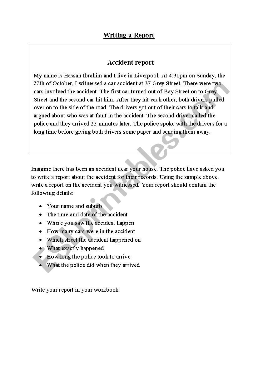 Writing Activity worksheet