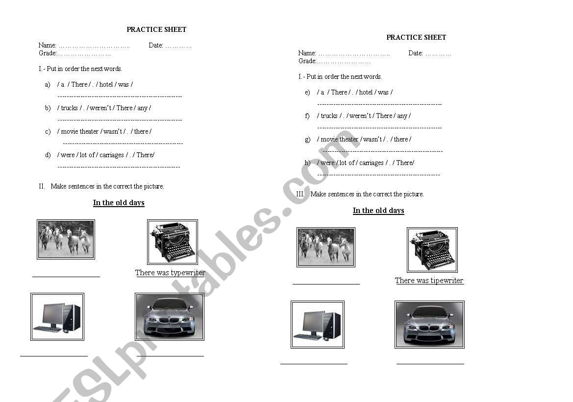 was/were worksheet