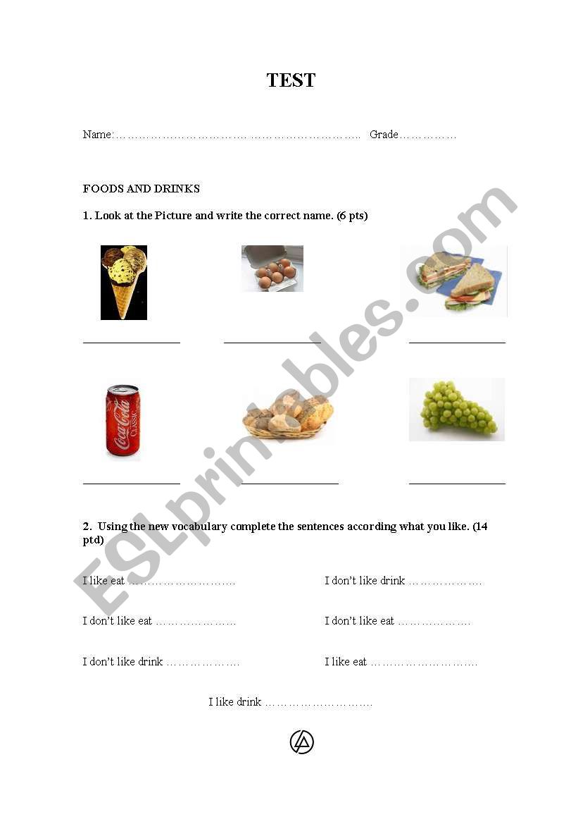 foods worksheet