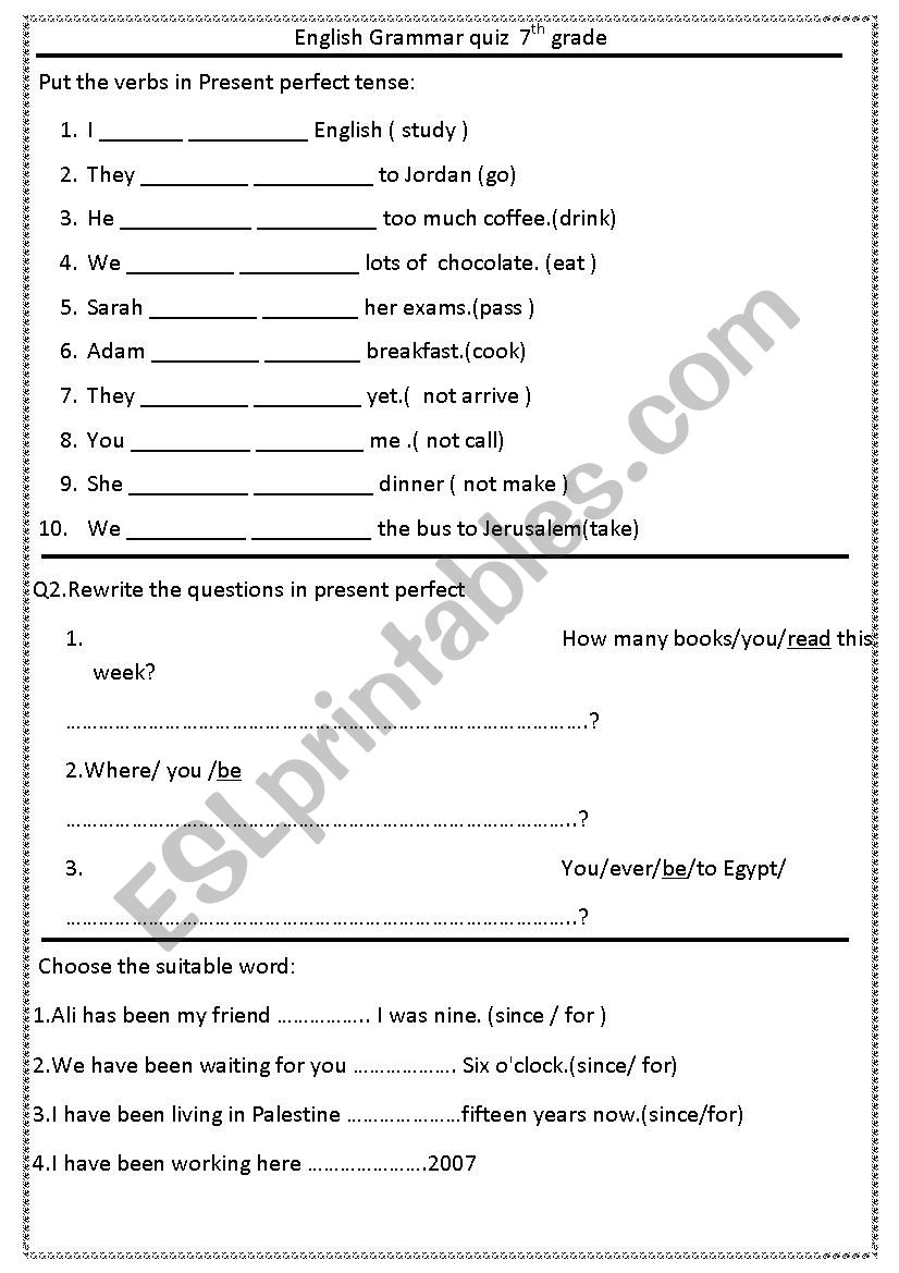 Grammar 7th Grade Worksheets Worksheets For Kindergarten