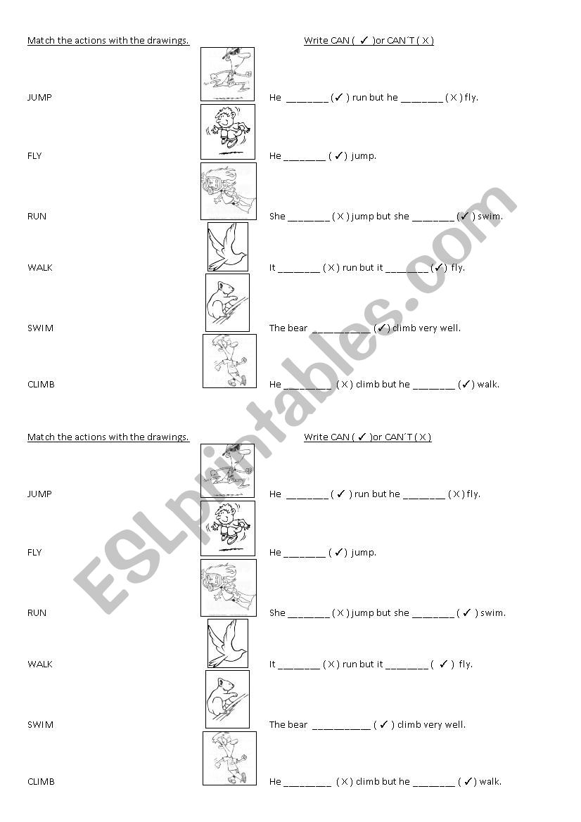 Can can´t - ESL worksheet by gscm