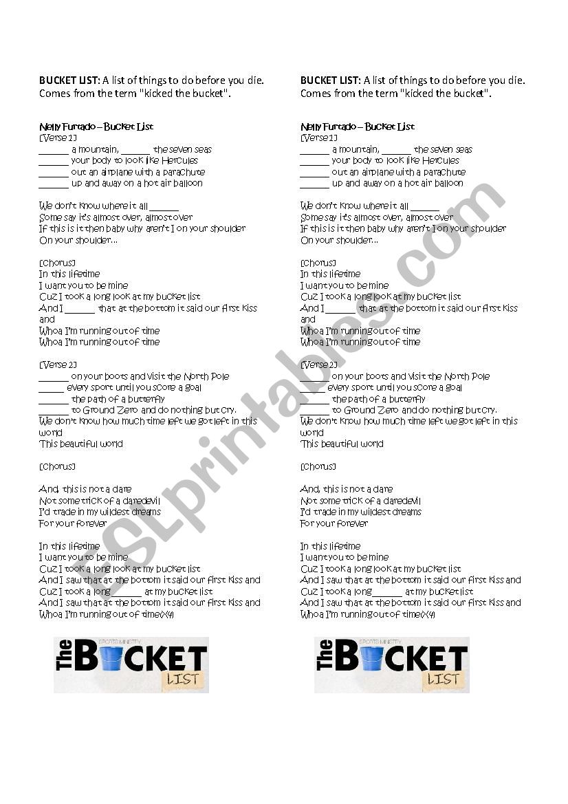 Song worksheet