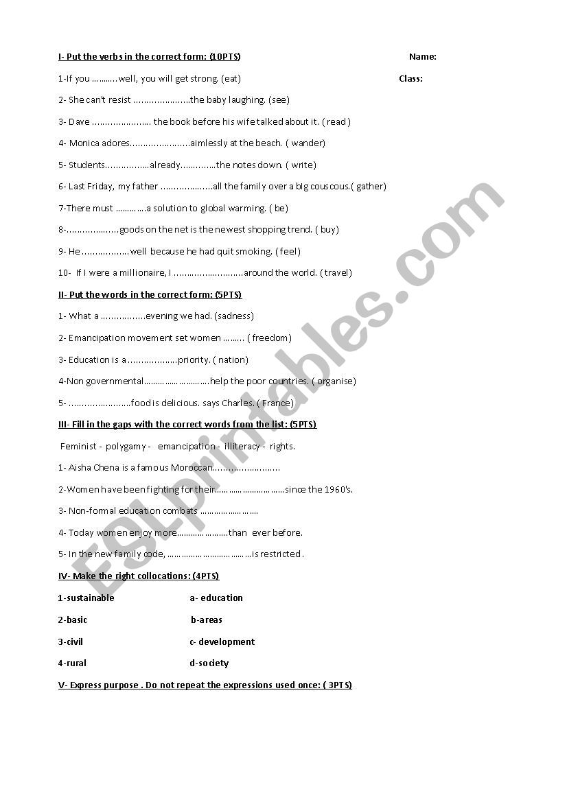 grammar exercises worksheet