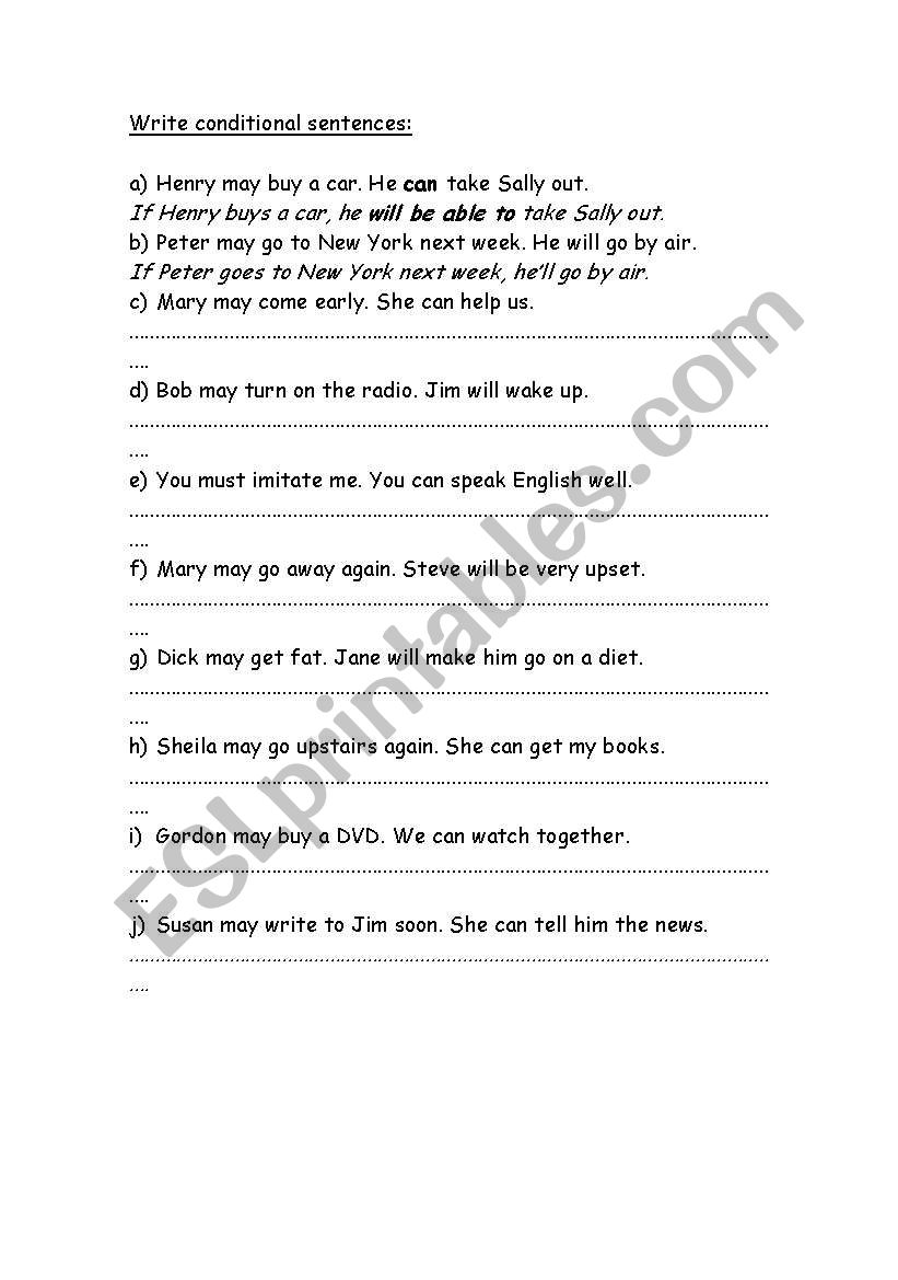 first conditional exercises worksheet