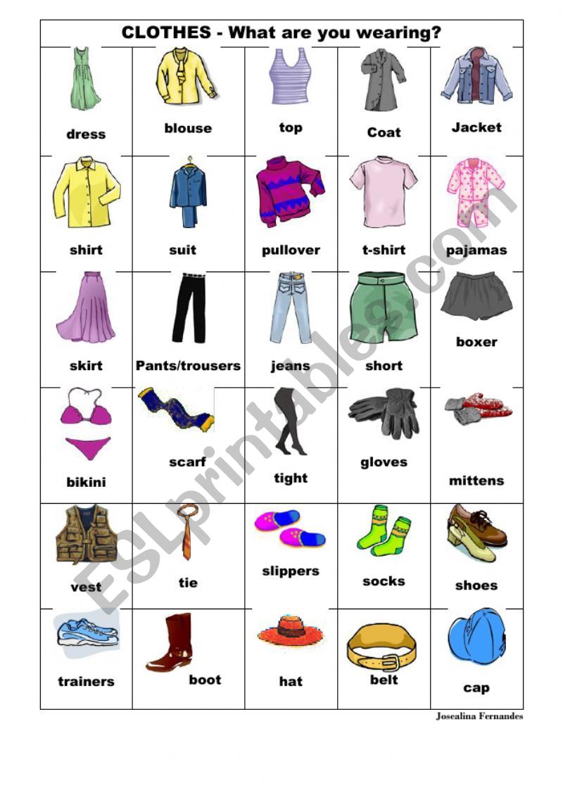 Clothes - ESL worksheet by jfernandes