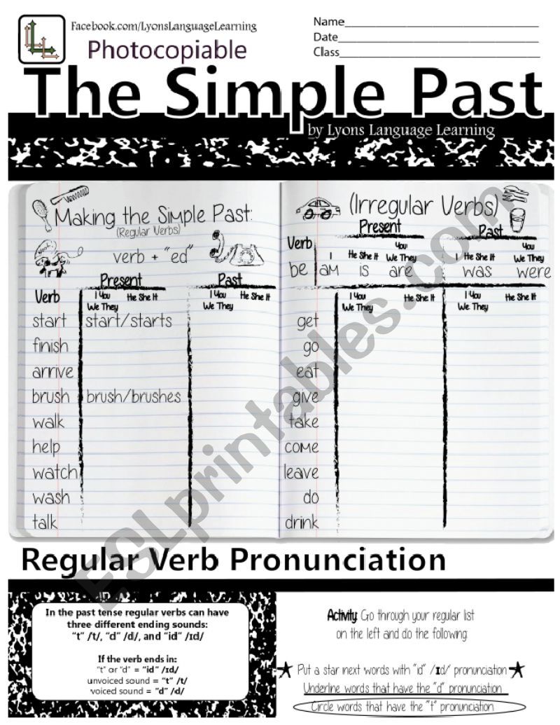 Simple Past Grammar Diary - Regular & Irregular Verbs (with pronunciation activity)
