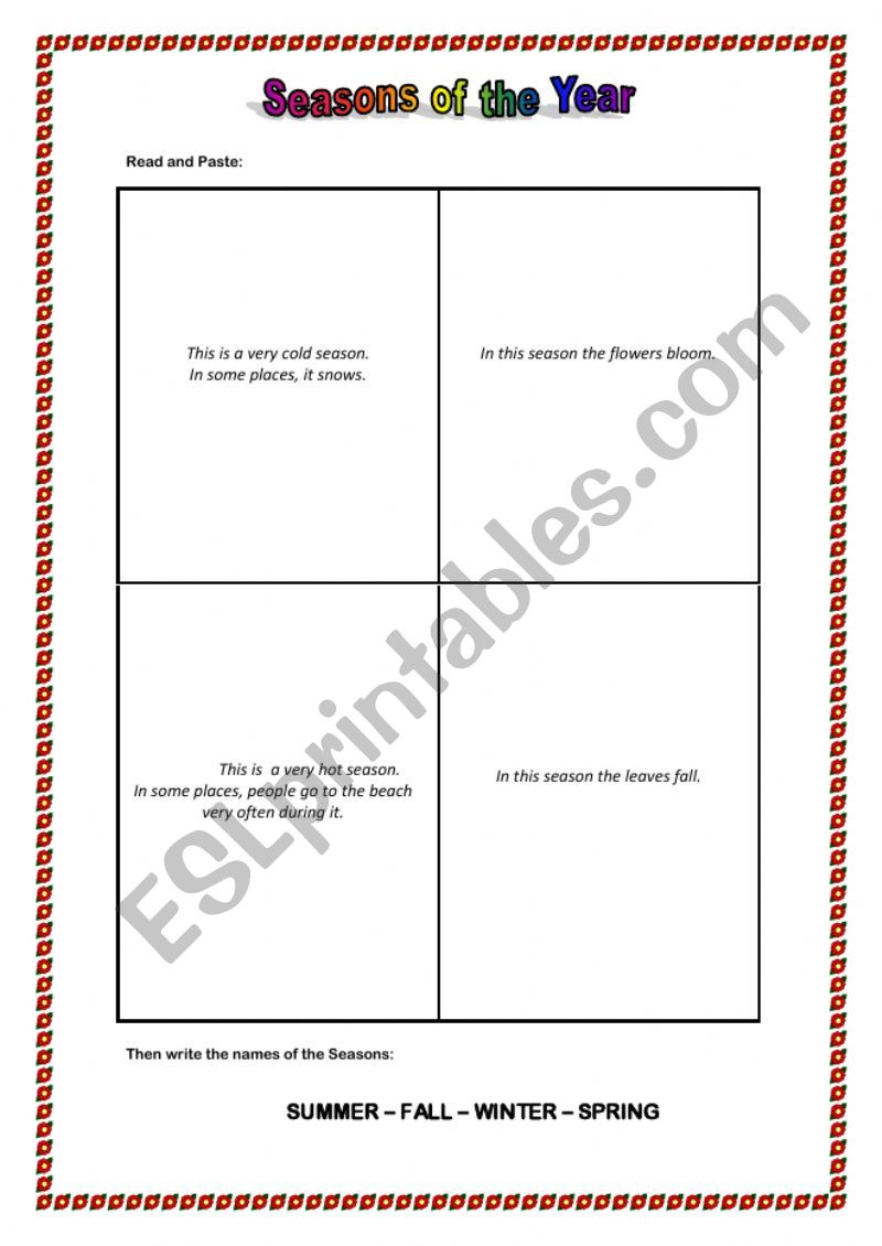 The Season of the Year worksheet