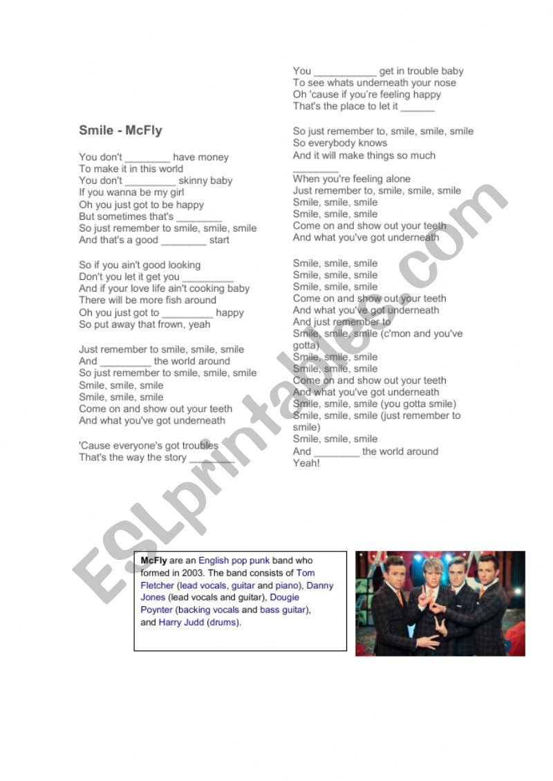 Smile Mcfly Have To Don T Have To Esl Worksheet By Isahbrandao