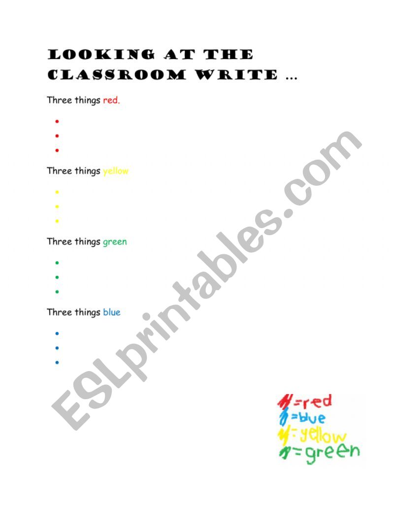 learning colours worksheet