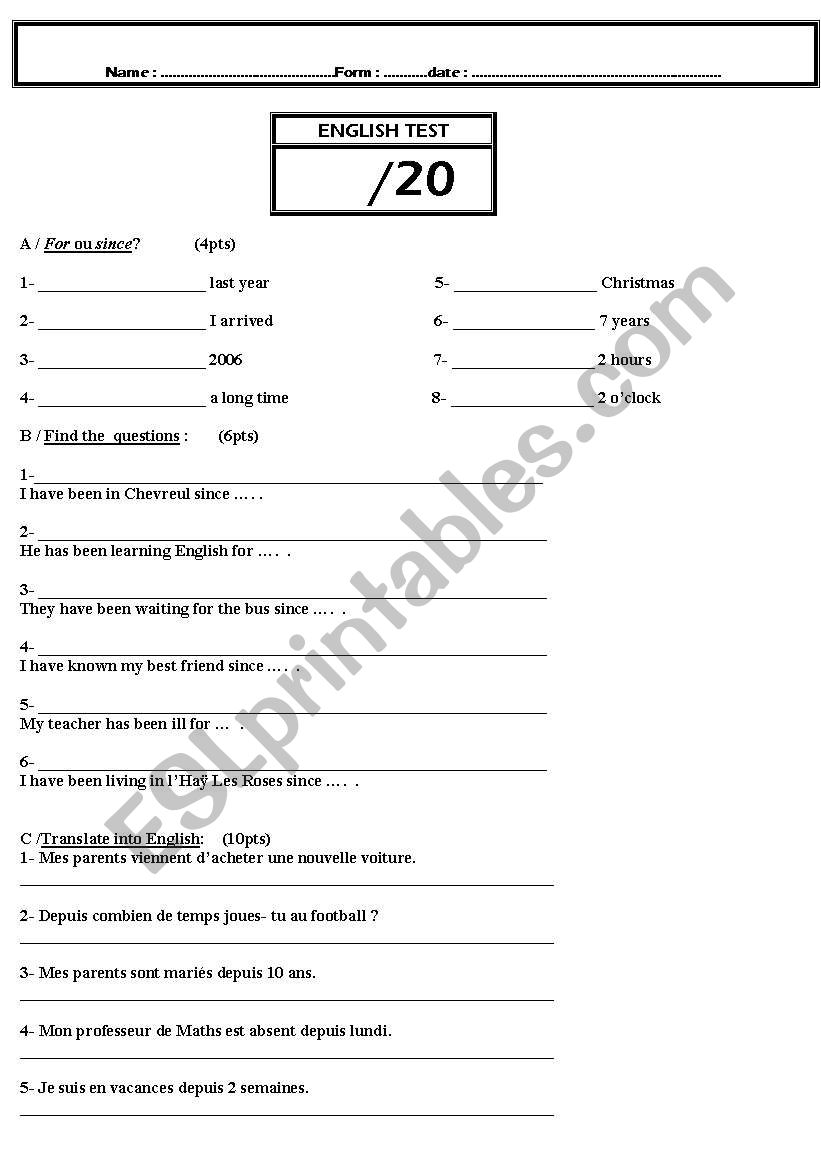 PresenT Perfect worksheet