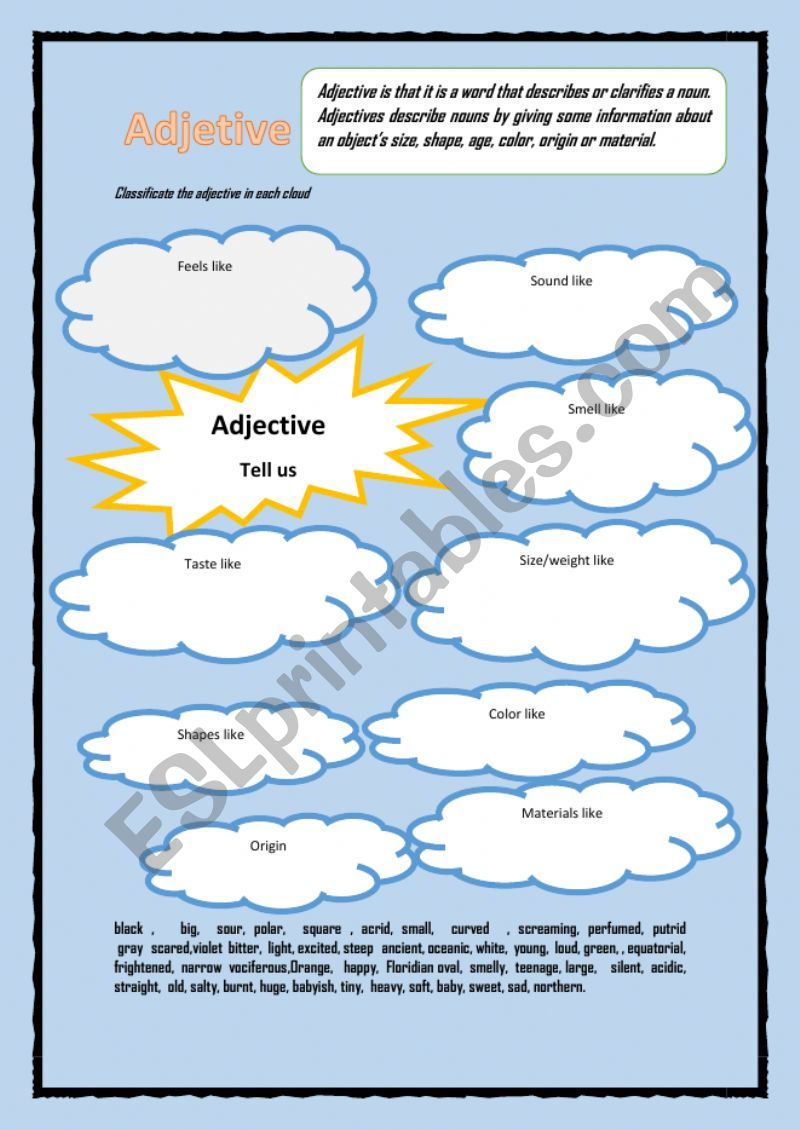 Adjectives worksheet