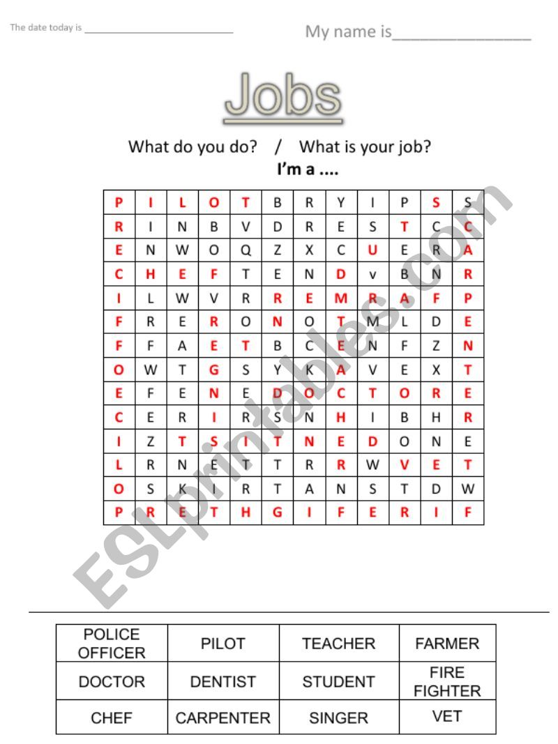 JOBS worksheet