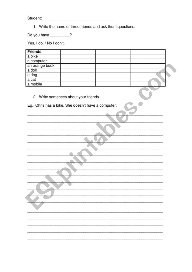 Do You Have Esl Worksheet By Cpfurtado 