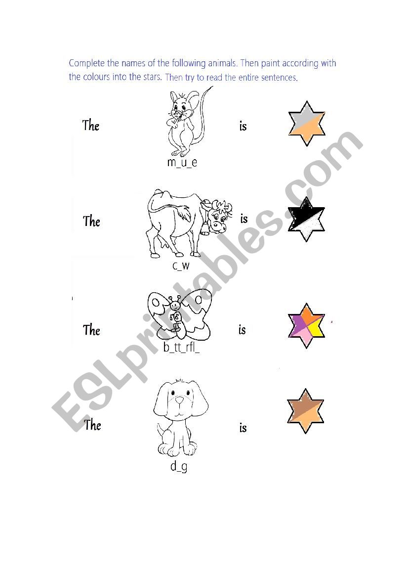 Animals worksheet