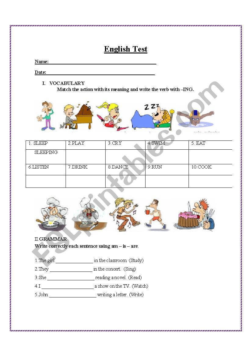 present continuous worksheet