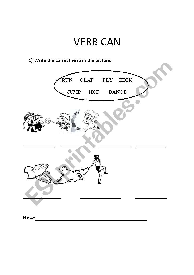 Verb Can worksheet