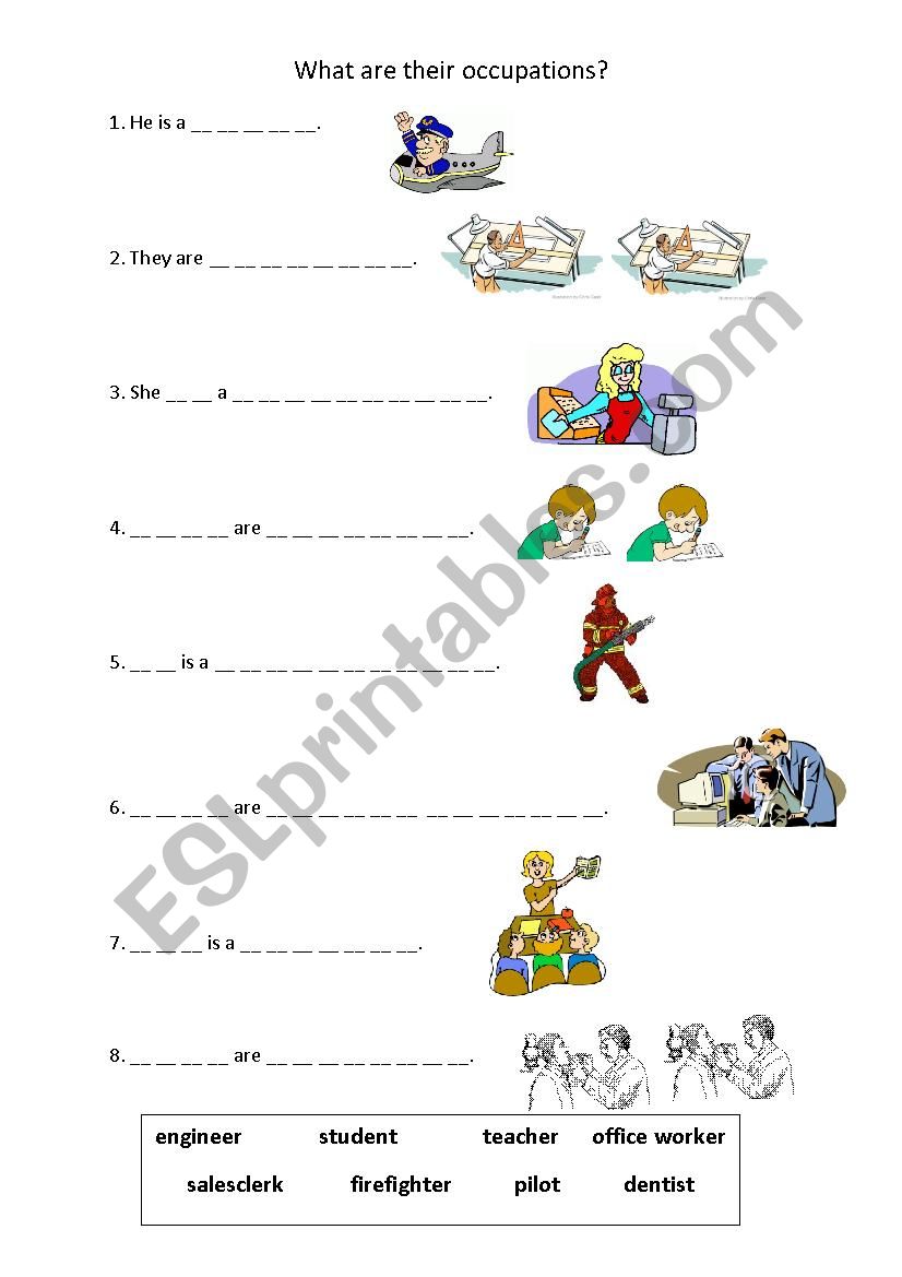 occupations worksheet