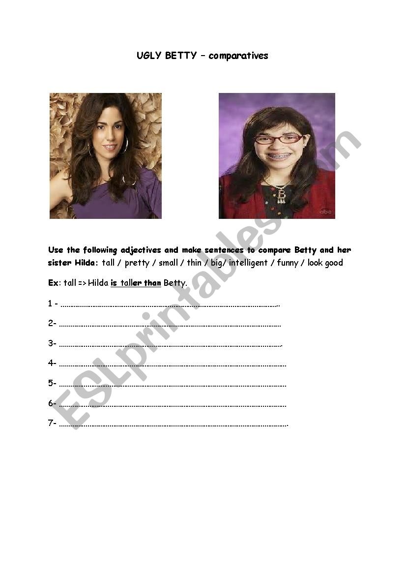 Ugly Betty comparatives worksheet 