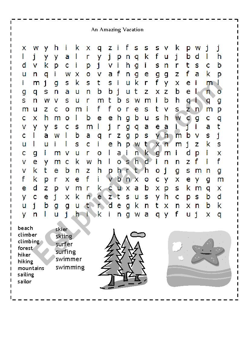 Amazing Vacation worksheet