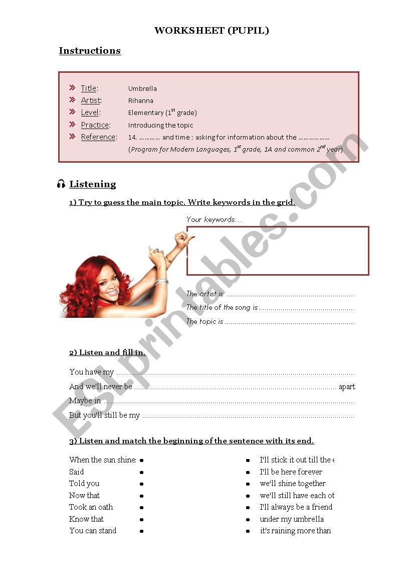 Russian Roulette Lyrics (Rihanna) - ESL worksheet by miry