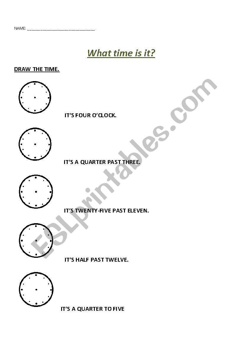 TIME EXCERSICES worksheet