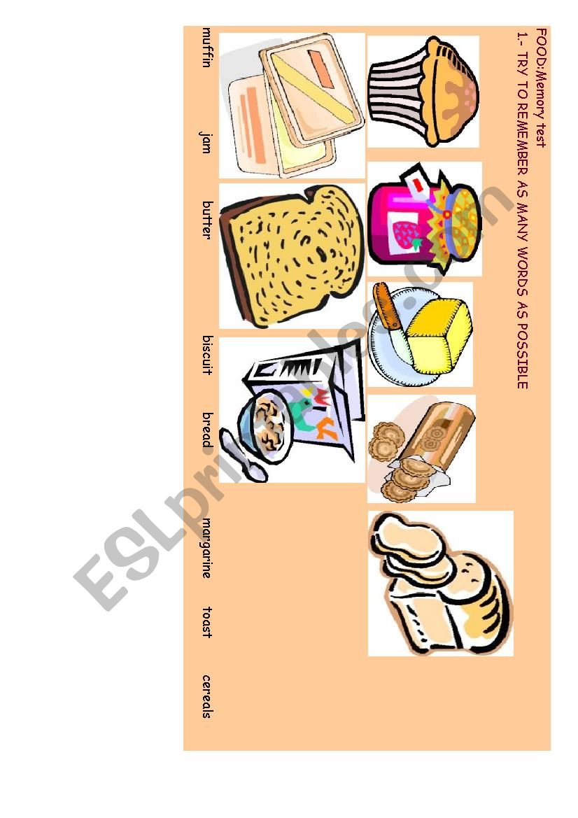 food in English worksheet