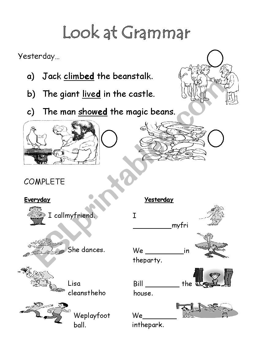 Past Simple Worksheet regular verbs