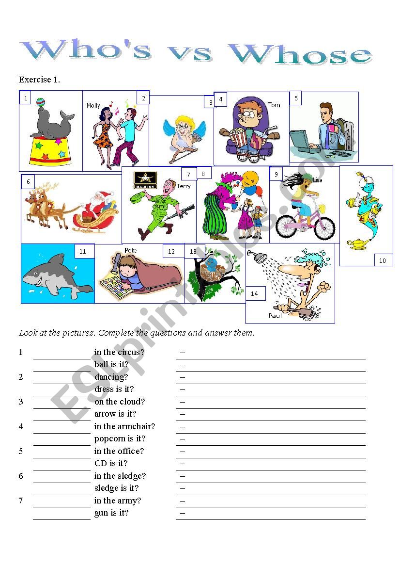 Who s Vs Whose ESL Worksheet By Komarik