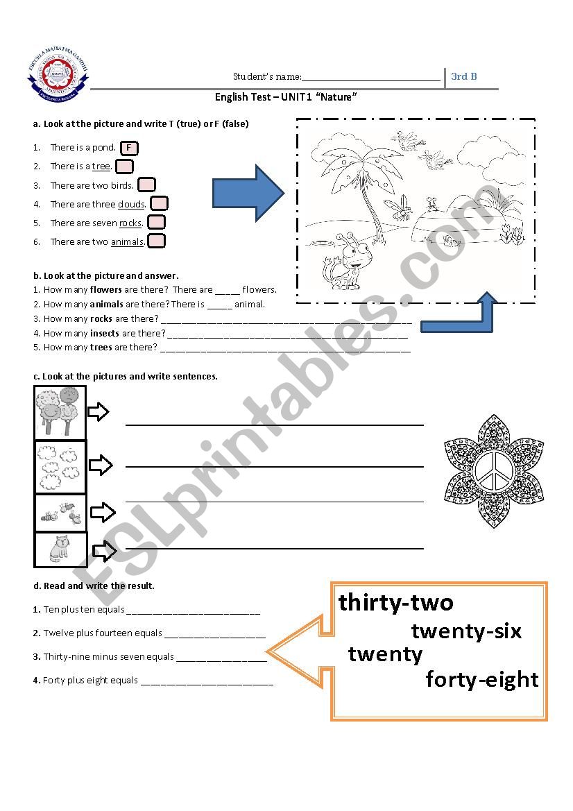 Test for young learners - Nature