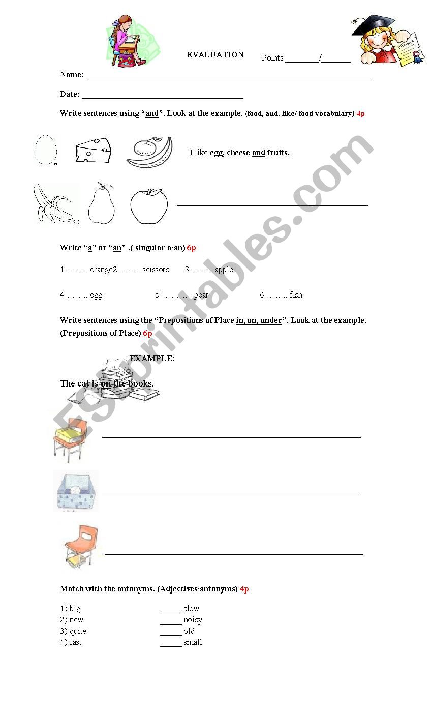 Test / Evaluation worksheet