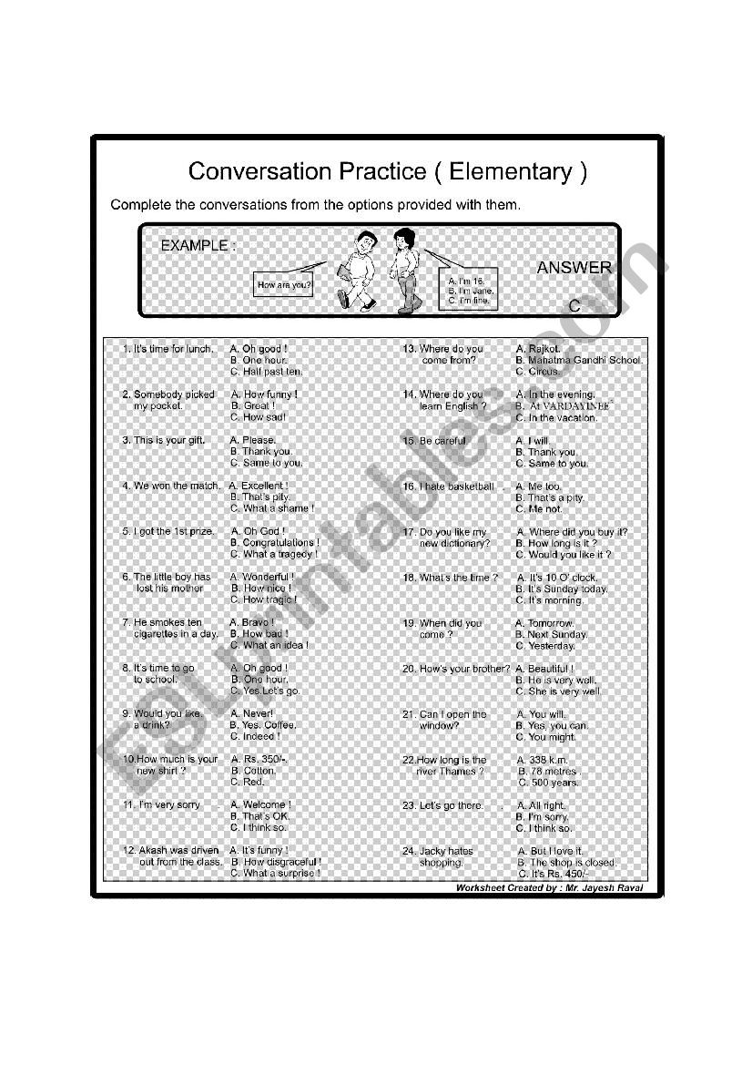 Conversation Practice ( Elementary)