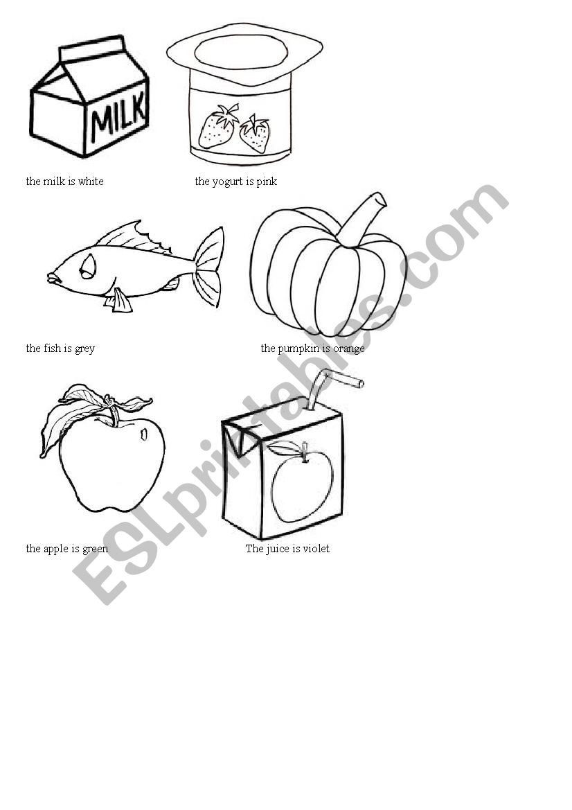 food to colour worksheet