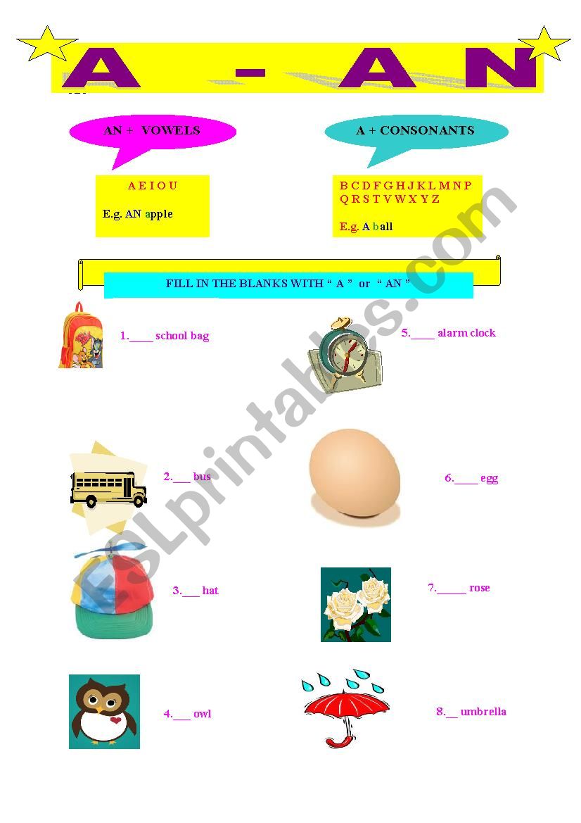 A-An worksheet