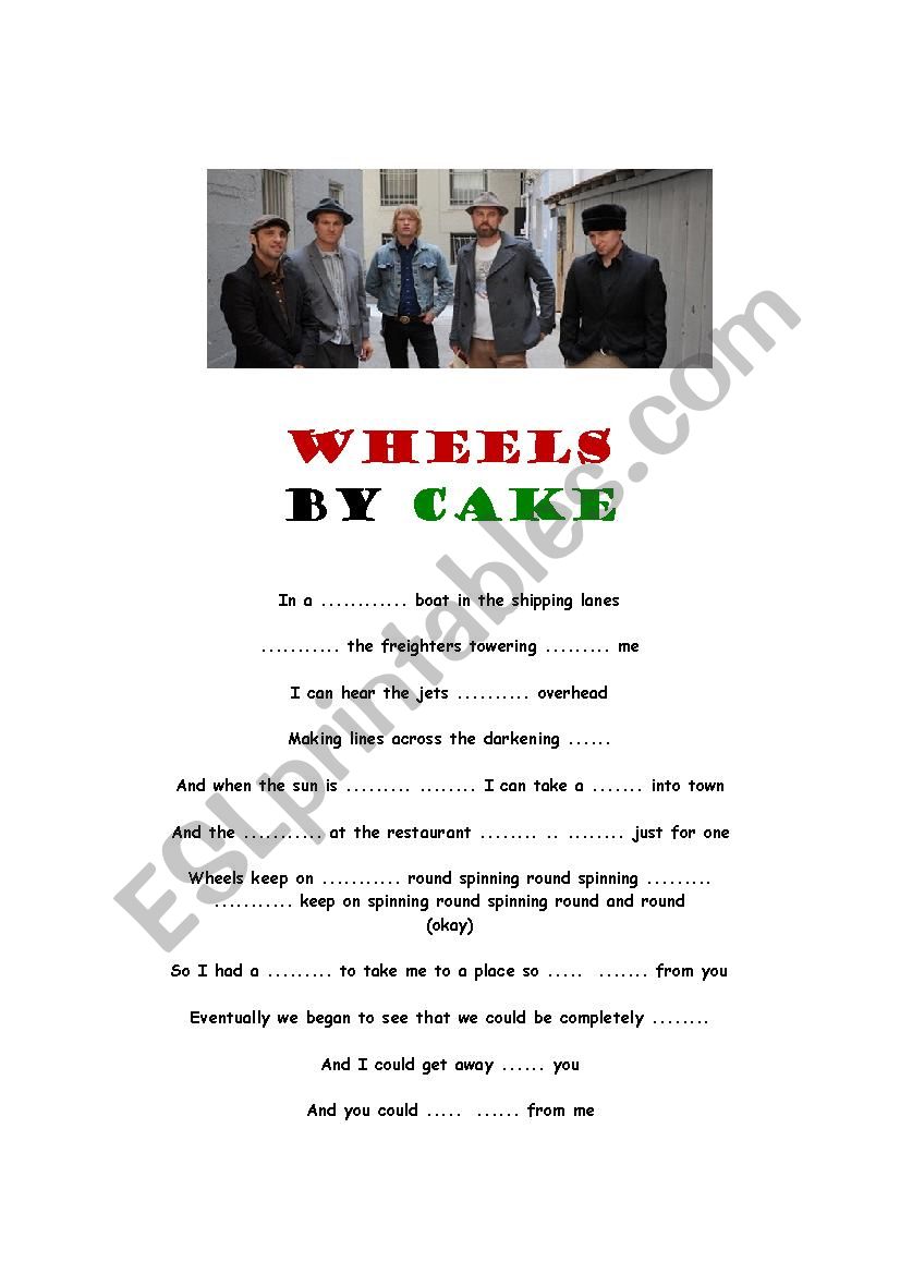 A great song by CAKE worksheet