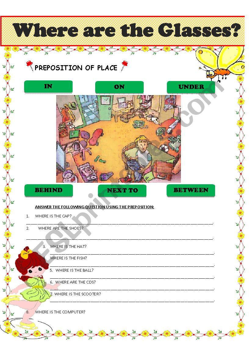 PREPOSITION OF PLACE ESL Worksheet By Mayessiv