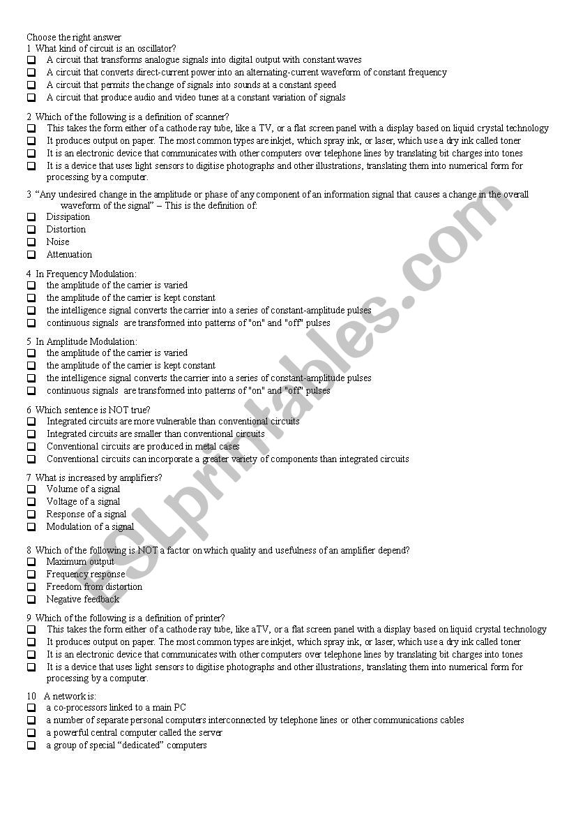 Electronics_Multiple_choice_test