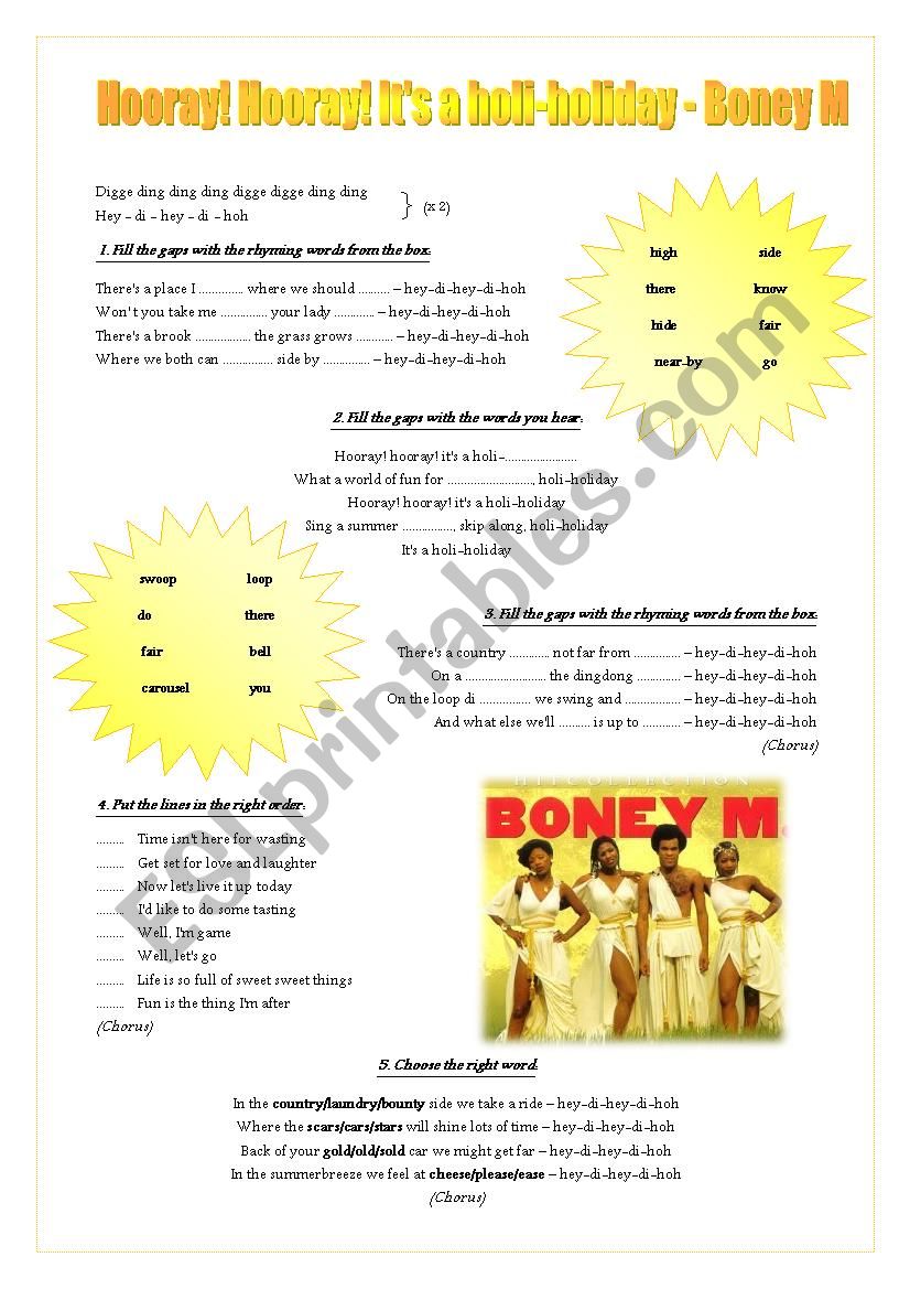 holi holiday boney m lyrics