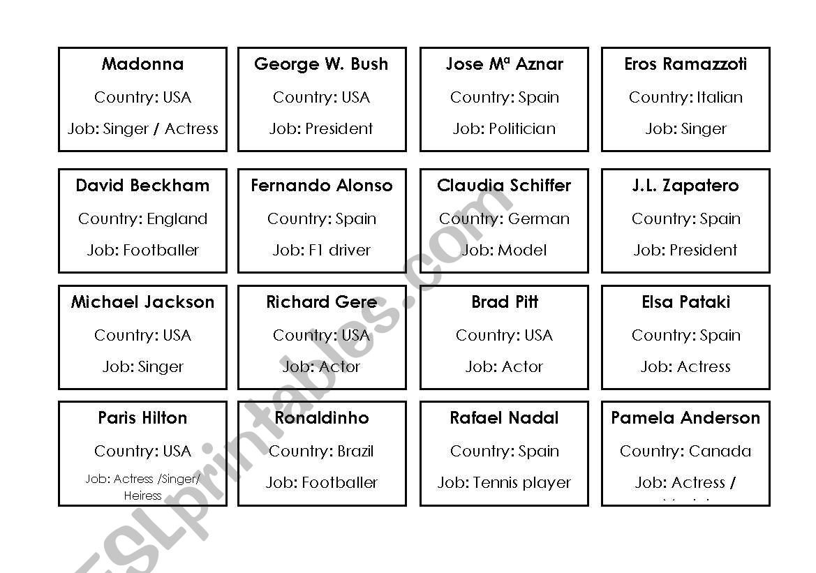 Who is who! worksheet