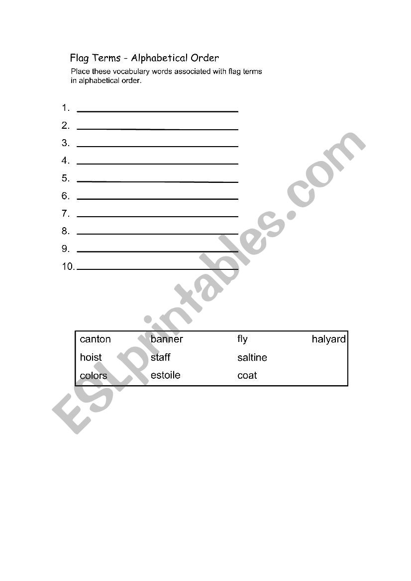 Flag Day worksheet