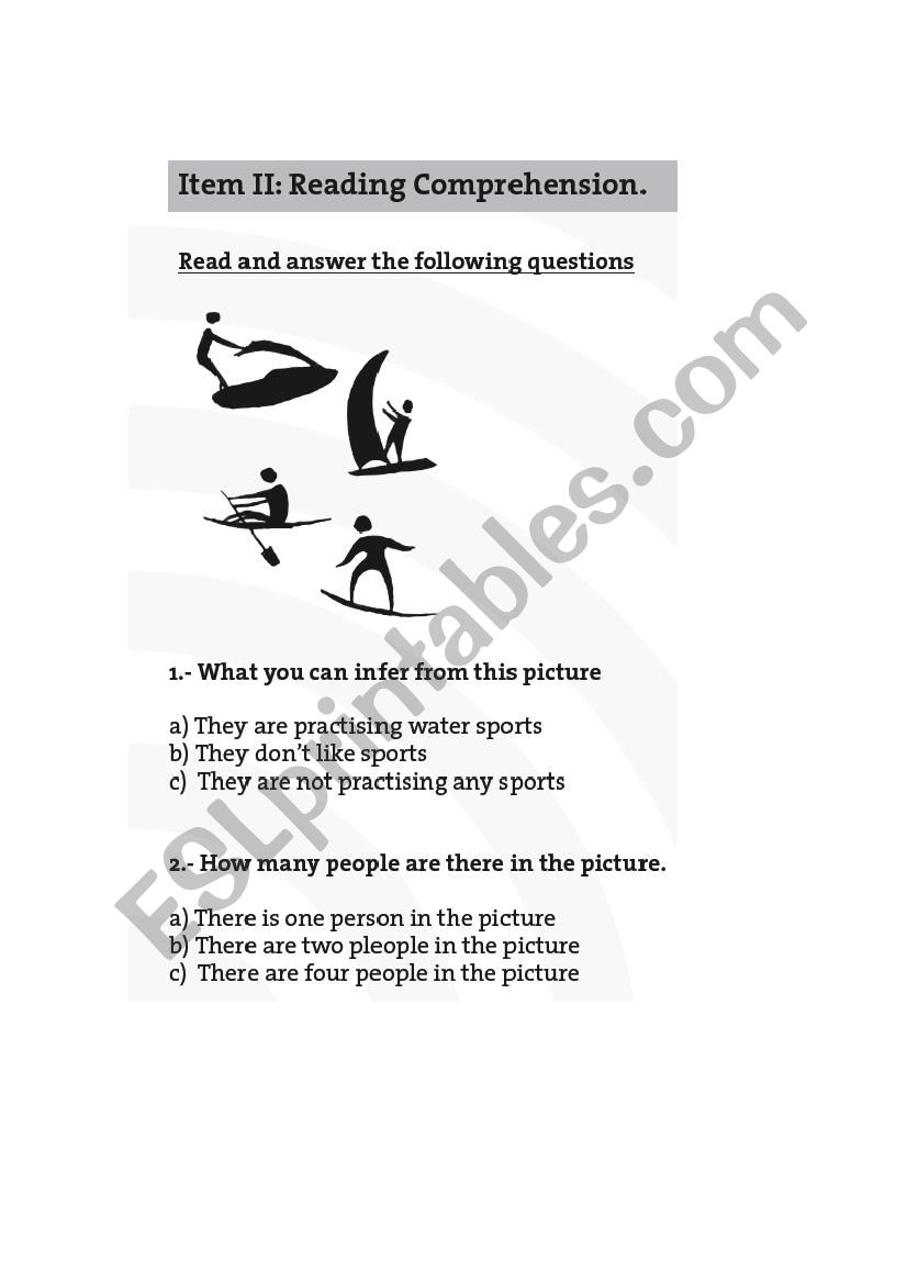 Comprehension sport worksheet