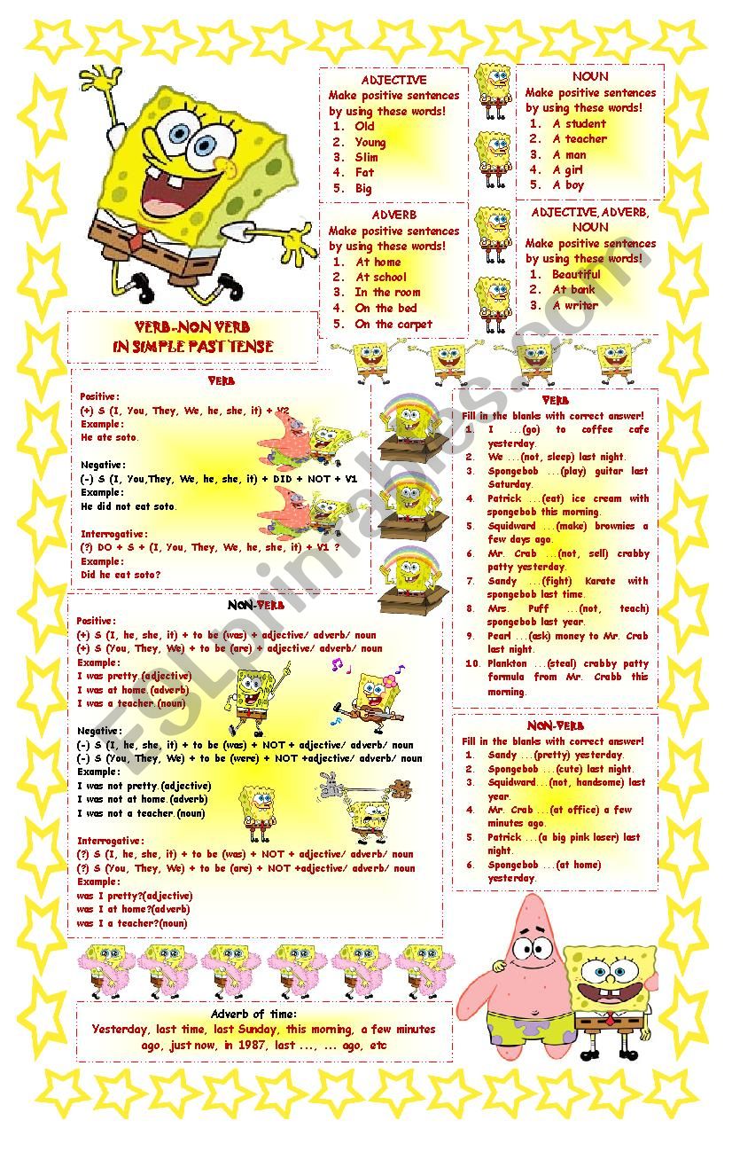 verb and non verb in simple past tense