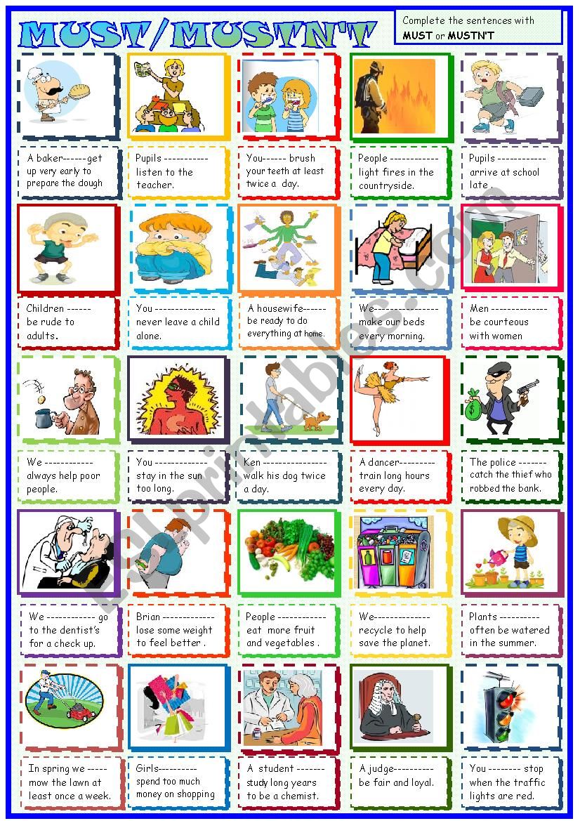 Must/mustn´t - ESL worksheet by spied-d-aignel