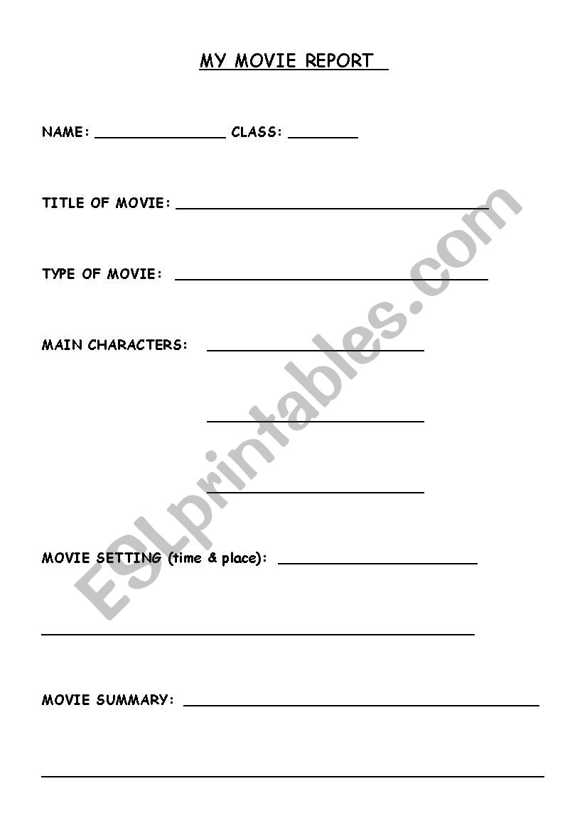 Movie Report worksheet