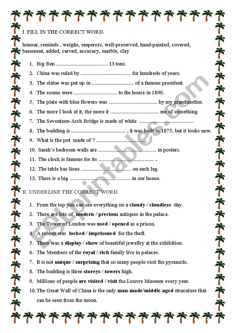 Vocabulary exercises worksheet