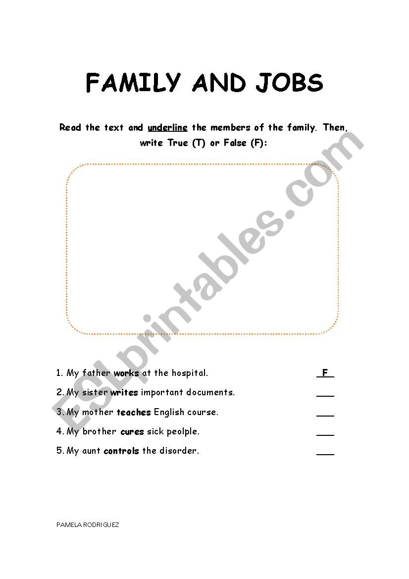 Jobs worksheet