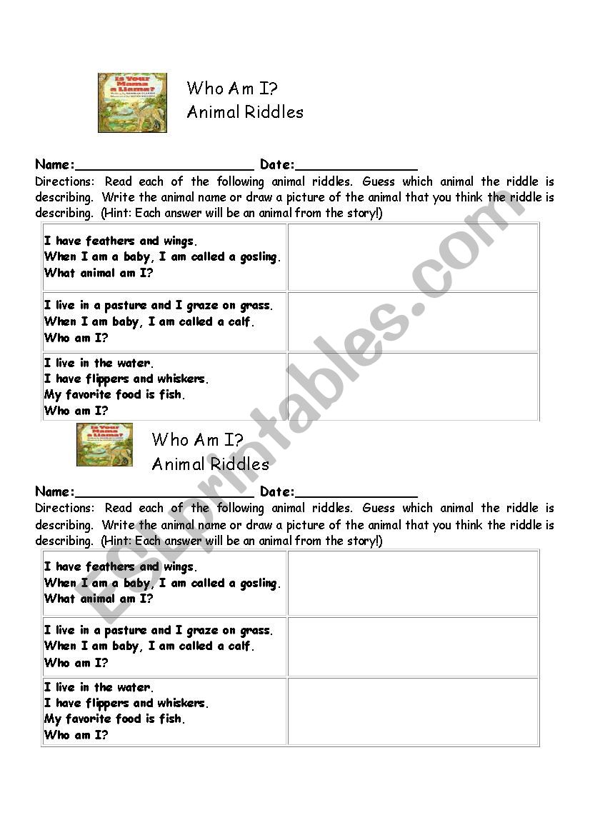 Who am I?  worksheet