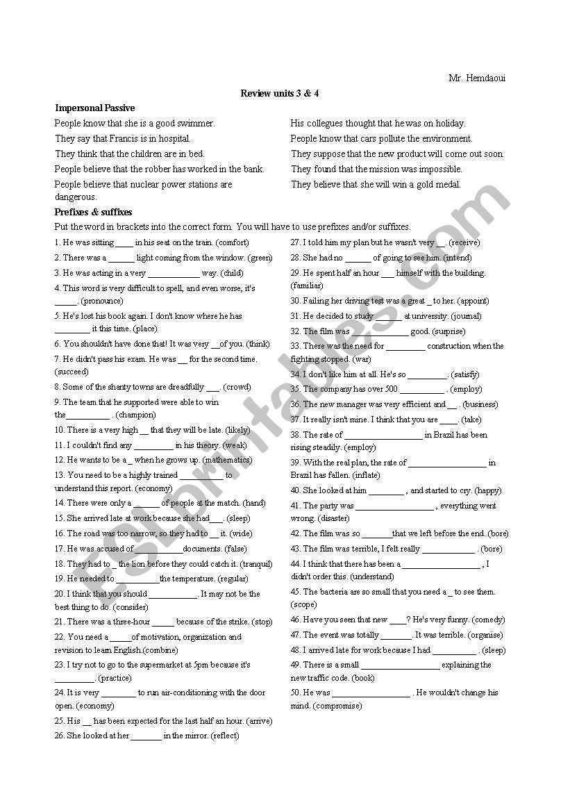 review worksheet