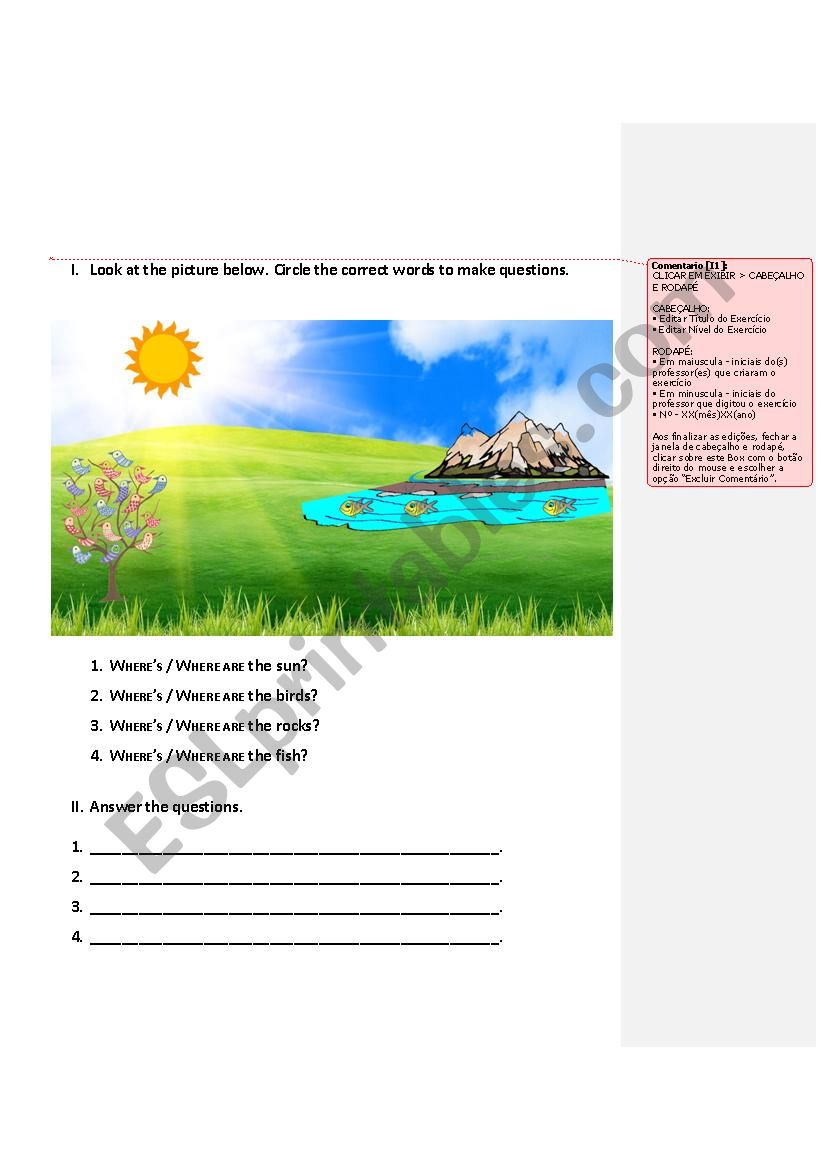 Nature + prepositions 2 worksheet