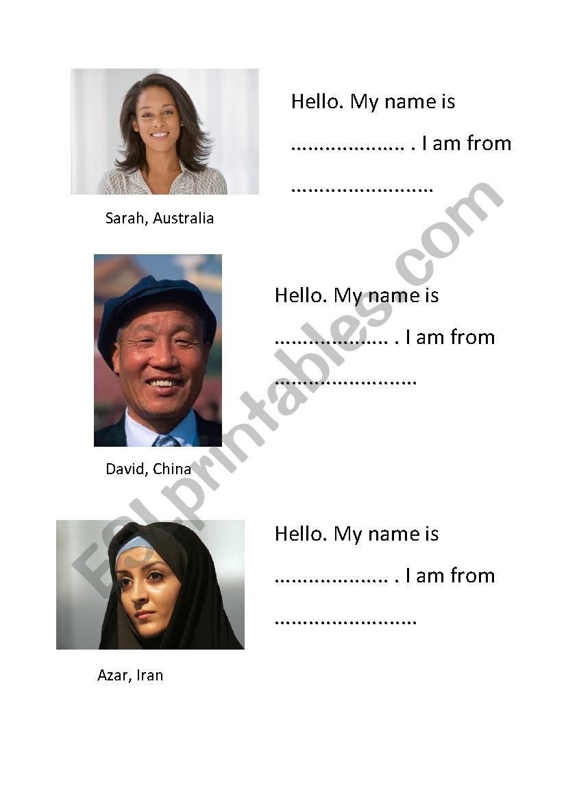 Introducing your name and country